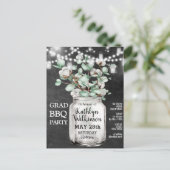 Eucalyptus Mason Jar Graduation Party Invitation Briefkaart (Staand voorkant)