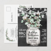 Eucalyptus Mason Jar Graduation Party Invitation Briefkaart (Voorkant / Achterkant)