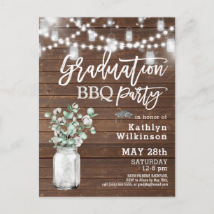 Eucalyptus Mason Jar Graduation Party Invitation Briefkaart