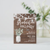 Eucalyptus Mason Jar Graduation Party Invitation Briefkaart (Staand voorkant)