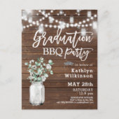 Eucalyptus Mason Jar Graduation Party Invitation Briefkaart (Voorkant)