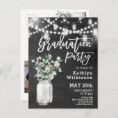 Eucalyptus Mason Jar Photo Afstuderen Invitation Briefkaart (Voorkant / Achterkant)