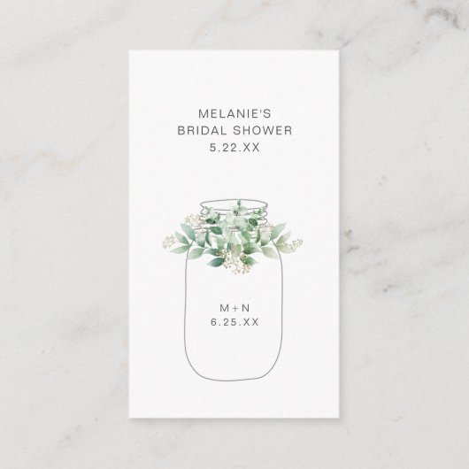 Eucalyptus Mason Jar Vrijgezellenfeest Recipe Requ Informatiekaartje (Achterkant)