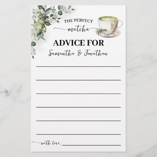 Eucalyptus Matcha Advice for Couple Shower Card Flyer (Voorkant)