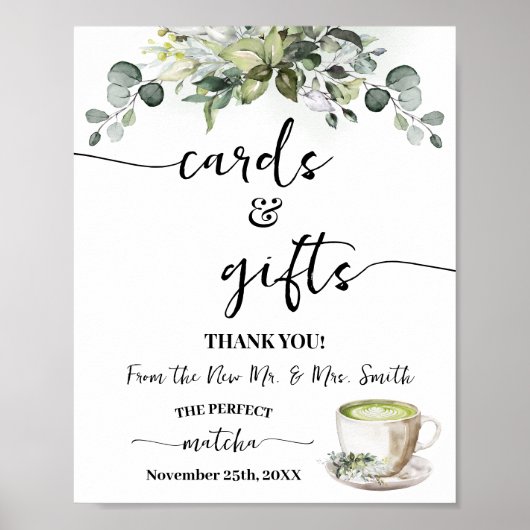 Eucalyptus Matcha Cards & Gifts Bridal Shower Poster (Voorkant)