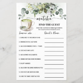 Eucalyptus Matcha Find the Guest Shower Game Card Flyer
