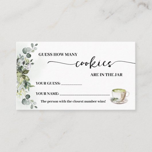 Eucalyptus Matcha How many Cookies Game Card Plaatskaartje (Voorkant)