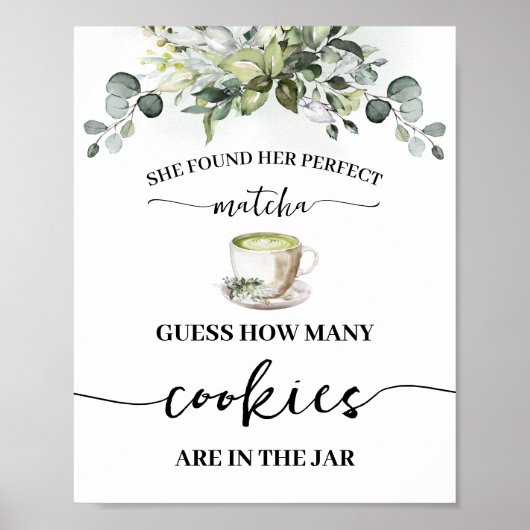 Eucalyptus Matcha How Many Cookies Shower Game Poster (Voorkant)