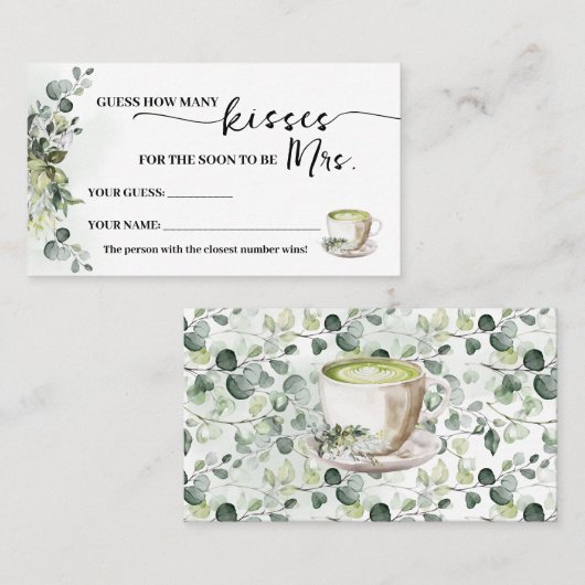 Eucalyptus Matcha How many Kisses for Mrs Card Plaatskaartje (Voorkant / Achterkant)