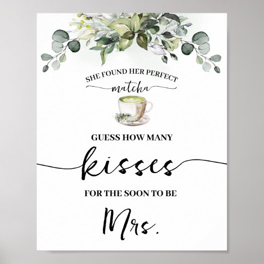 Eucalyptus Matcha How Many Kisses for Mrs Game Poster (Voorkant)