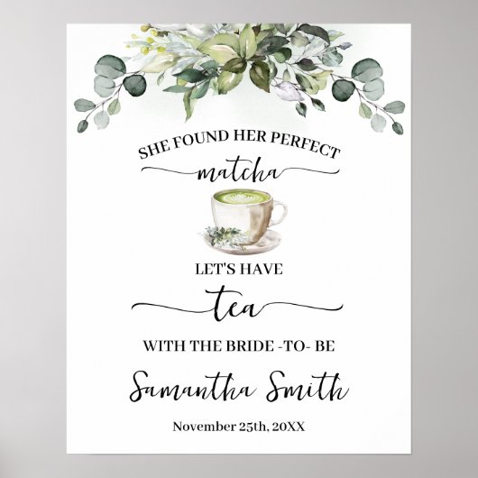 Eucalyptus Matcha Let's have Tea with Bride Poster (Voorkant)