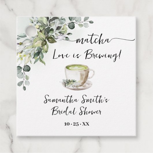 Eucalyptus Matcha Liefde is Bruisende Thee Douche Bedankjes Labels (Voorkant)
