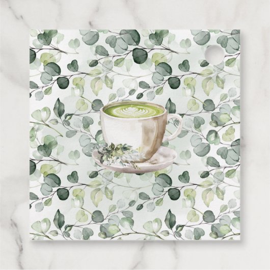 Eucalyptus Matcha Love is Brewing Tea Shower Bedankjes Labels (Achterkant)
