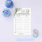 Eucalyptus Matcha Name Love Song Shower Game Card Flyer (Enkel)