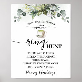 Eucalyptus Matcha Ring Hunt Bruidsuitnodiging Spel Poster