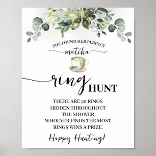 Eucalyptus Matcha Ring Hunt Bruidsuitnodiging Spel Poster