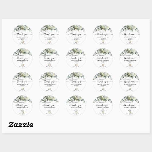 Eucalyptus Matcha Sweet Thank You Bridal Shower Ronde Sticker (Vel)