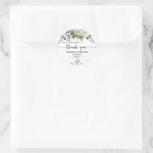 Eucalyptus Matcha Sweet Thank You Bridal Shower Ronde Sticker (Tas)