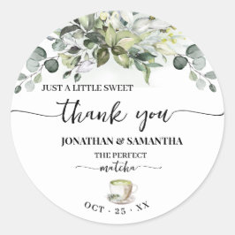 Eucalyptus Matcha Sweet Thank You Bridal Shower Ronde Sticker