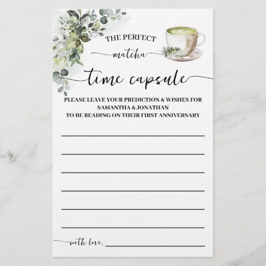 Eucalyptus Matcha Time Capsule Advice Game Card Flyer (Voorkant)