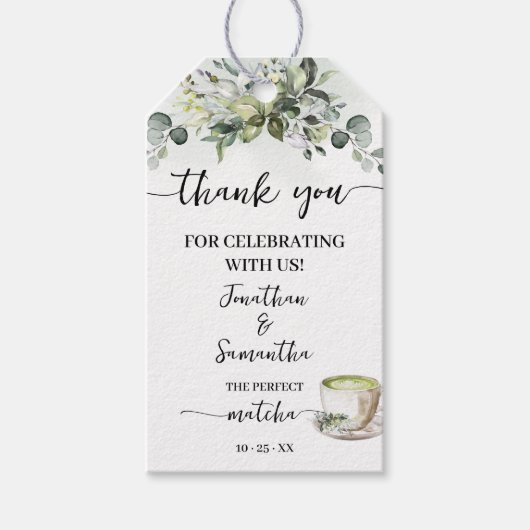 Eucalyptus Matcha Trouwfeest Favor-tag Cadeaulabel (Voorkant)