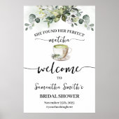 Eucalyptus Matcha Welcome Tea Bridal Shower Sign Poster (Voorkant)