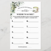 Eucalyptus Matcha Where was Bride Shower Game Card Flyer (Voorkant)