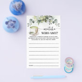 Eucalyptus Matcha Who am I Bridal Shower Game Card Flyer (Enkel)