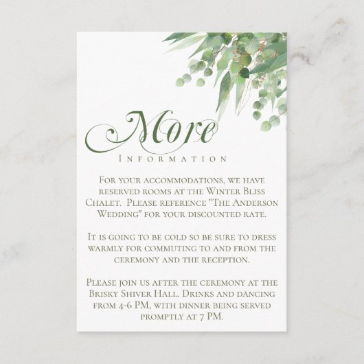 Eucalyptus Meer Informatie Trouw Details Informatiekaartje (Voorkant)