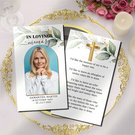 Eucalyptus Memorial Funeral Bladwijzer Visitekaartje