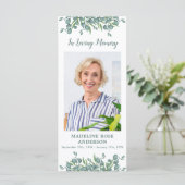 Eucalyptus Memorial Funeral Prayer Kaart met foto (Staand voorkant)