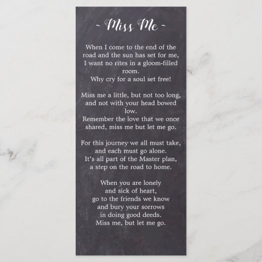 Eucalyptus Memorial Grey Slate Funeral Prayer Kaar (Achterkant)