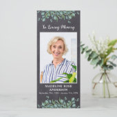 Eucalyptus Memorial Grey Slate Funeral Prayer Kaar (Staand voorkant)