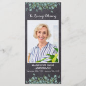 Eucalyptus Memorial Grey Slate Funeral Prayer Kaar (Voorkant)