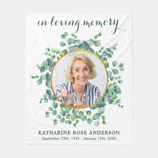 Eucalyptus Memorial Persoonlijke foto Fleece Deken (Voorkant)