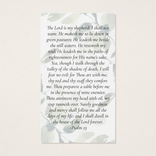 Eucalyptus Memorial Prayer Kaart (Achterkant)