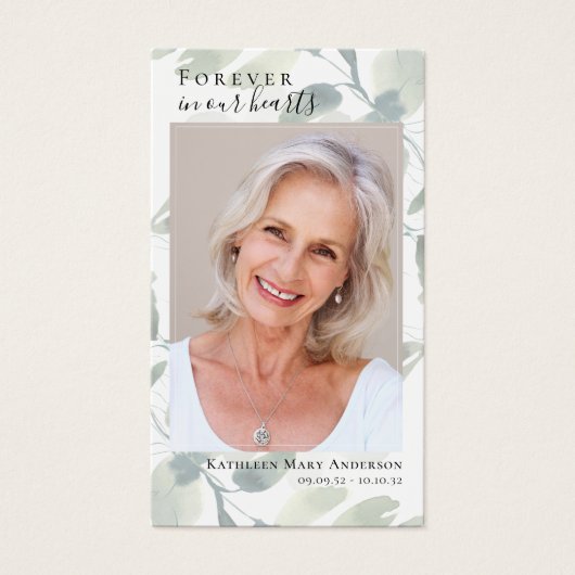 Eucalyptus Memorial Prayer Kaart (Voorkant)