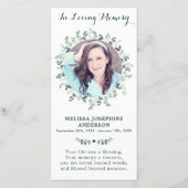 Eucalyptus Memorial Prayer Kaart Funeral Bladwijze (Voorkant)