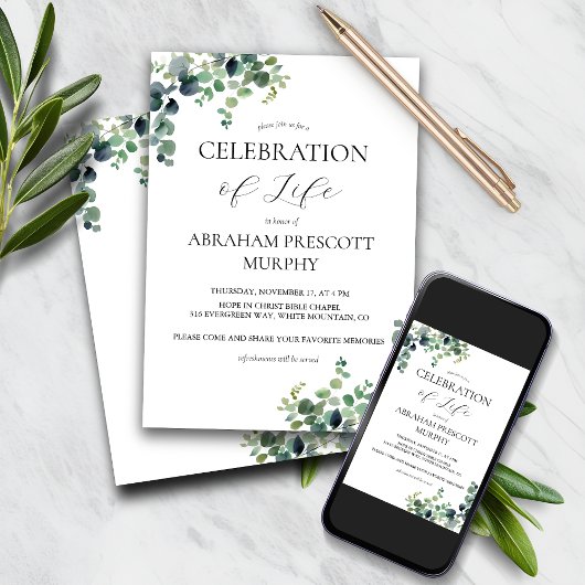 Eucalyptus Memorial uitnodiging