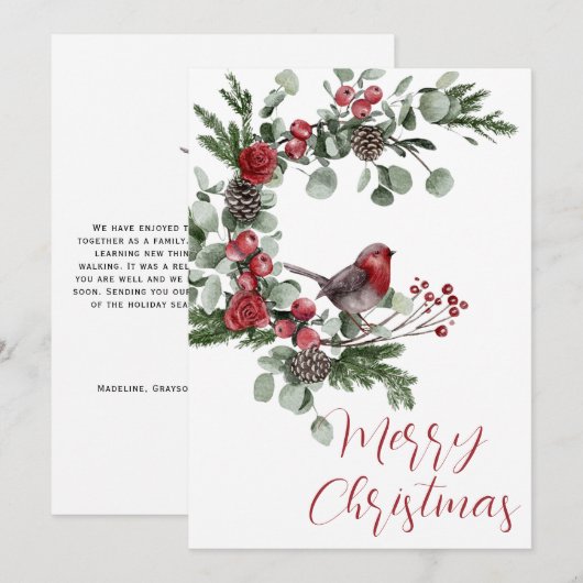 Eucalyptus Merry kerstvogel Feestdagenkaart (Voorkant / Achterkant)