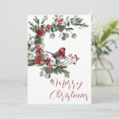 Eucalyptus Merry kerstvogel Feestdagenkaart (Staand voorkant)