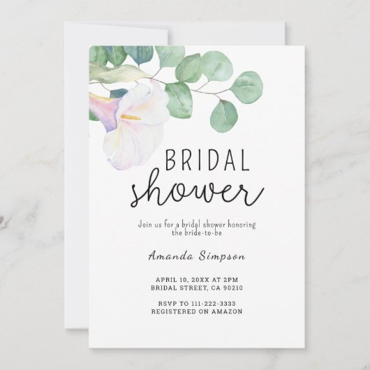 Eucalyptus met Calla Vrijgezellenfeest Kaart (Voorkant)