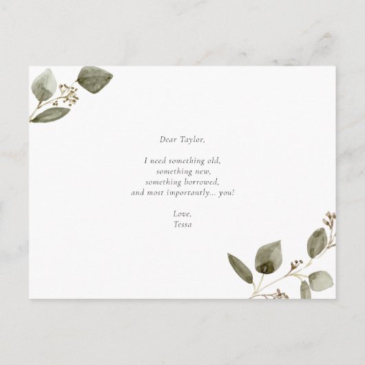 Eucalyptus, met de zegen, is mijn zegen. uitnodiging briefkaart (Achterkant)