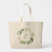 Eucalyptus met gepersonaliseerd monogram grote tote bag (Achterkant)