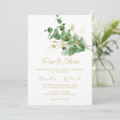 Eucalyptus met goudkleurige aders | Uitnodiging vo (Staand voorkant)