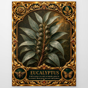 Eucalyptus, met juwelen versierde erfstuk kunst briefkaart