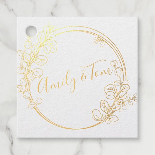 Eucalyptus met klassieke, op maat gemaakte tekst bedankjes labels (Voorkant)