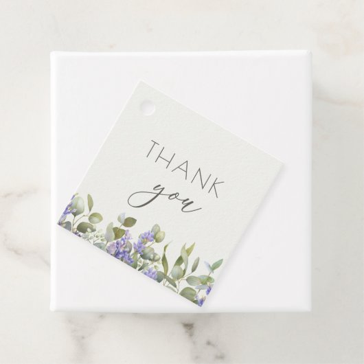 Eucalyptus Met Lavendelbloemen Bruiloft Bedankjes Labels (In situ)