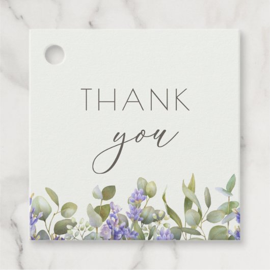 Eucalyptus Met Lavendelbloemen Bruiloft  Bedankjes Labels (Voorkant)