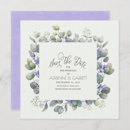 Eucalyptus met lavender Flowers Square Weddenschap Save The Date